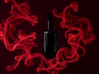 Black Bottle in Red Smoke