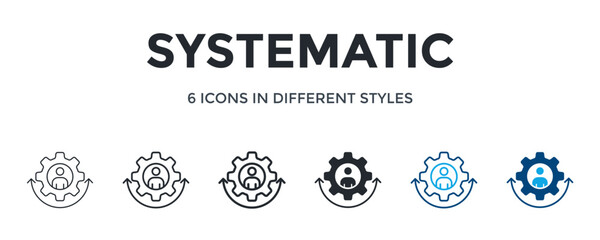 Systematic Icon In Different Style Vector Illustration. Designed In Thin Line, Regular Line, Bold Line, Glyph, Color Line, And Color Glyph Style Can Be Used For Web