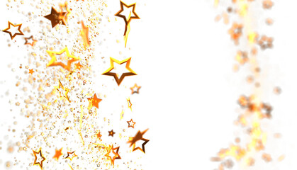 Beautiful golden stars on white background. Perfect for celebration, holidays, and festive designs.