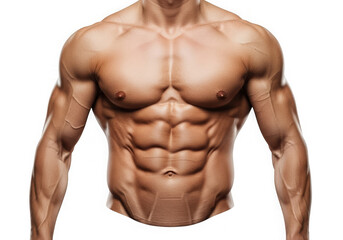 Fototapeta premium Muscular bodybuilder torso isolated on transparent background
