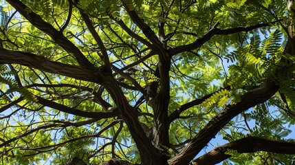 Fototapeta premium Enchanting Silk Tree Collection: Vibrant Mimosa Blooms, Fern-Like Foliage, and Graceful Canopies in Garden and Natural Settings, Perfect for Botanical Photography, Landscape Design, Floral Art