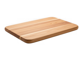 Wooden cutting board isolated on transparent background for food preparation