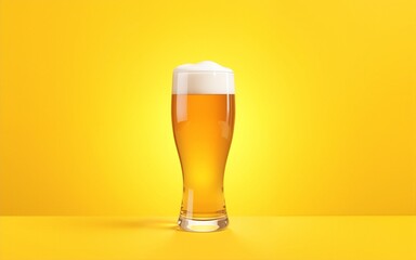 A beer on a yellow background. International Beer Day banner and concept. High quality