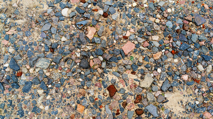 Old Gravel Road Texture with Stones, Gravel and Sand