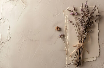 avender tied with twine paper