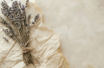 avender tied with twine paper