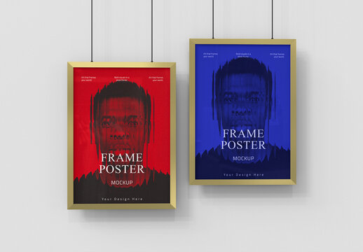 Hanging Metal Frame Poster Mockup