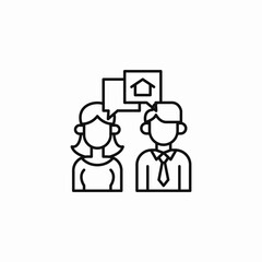 couple discussing house icon sign vector