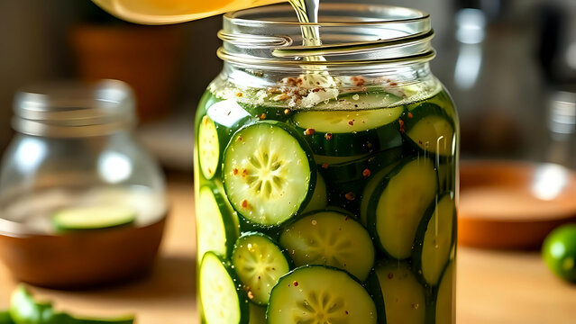 jar of pickled cucumbers - Powered by Adobe