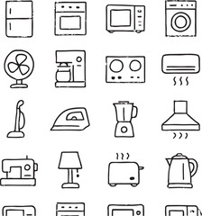 Household appliance icons simple line art refrigerator