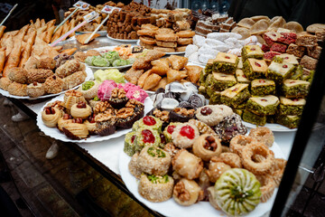 Turkish delight Markt Stände in den Souks von Marrakesch