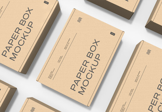 Kraft Cardboard Paper Box Packaging Mockup
