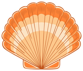 Orange Scallop Shell Graphic Vector Illustration Ocean Sea Life