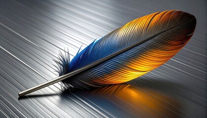 Colorful Bird Feather On Dark Surface