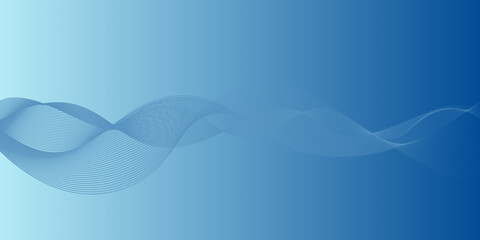 Blue abstract background featuring smooth wave lines in the center with gradient shades of blue. Perfect for digital presentations, flyers, and professional layouts