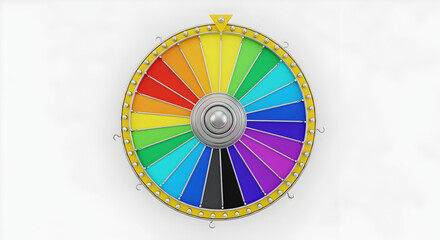 Obraz premium Overhead of a Colorful Wheel with Radial Spectrum Against White Background Offering a Vibrant Display of Choice and