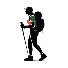 Hiker Silhouette Against a Scenic Landscape