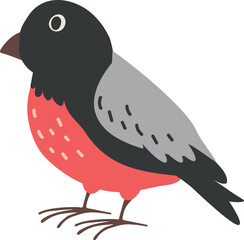 Bullfinch winter bird. Cute flat Illustration for Christmas