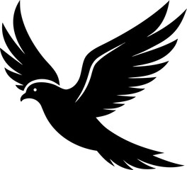 a flying bird silhouette vector art illustration, dove in flight
