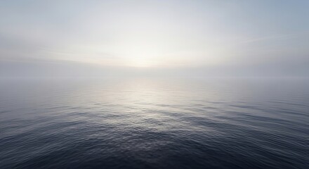 Fototapeta premium Minimalist Ocean Horizon at Dawn with Soft Gradient Sky and Gentle Ripples – Tranquil Seascape Background for Meditation, Calm, and Mindfulness Themes
