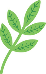 Flat green leaf vector plant. Minimal botanical icon Illustration. Perfect as an isolated icon or graphic element in environmental and health-related projects