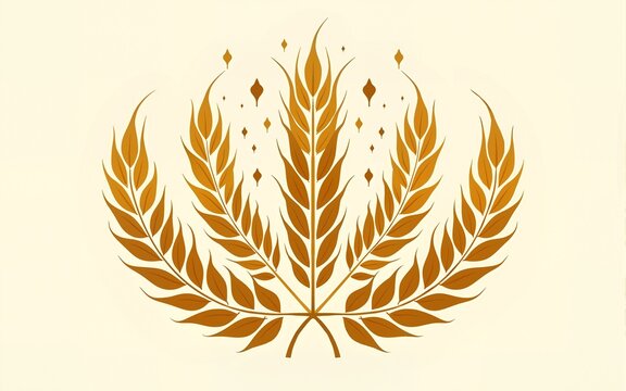 Elegant wheat and hops emblem with text for international beer day celebration on first Friday of August. High quality