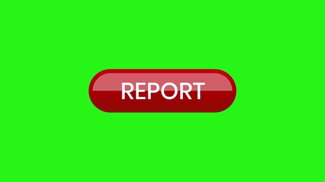 Red report button animation on green screen background in 4K