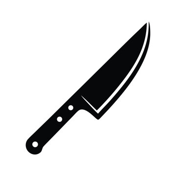 Black Chef Knife Silhouette Vector Icon Isolated on White