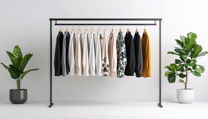Variety Of Clothes On Display On Rack