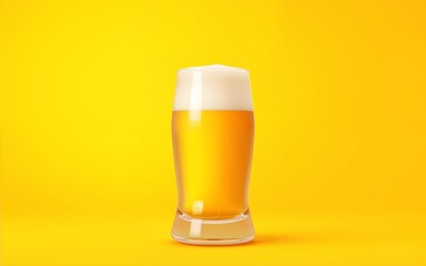 A beer on a yellow background. International Beer Day banner and concept. High quality