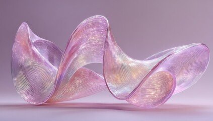 Abstract, swirling, iridescent pink form