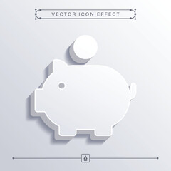 3D Minimalistic White Piggy Bank Icon with Clean Smooth Vector Effect, piggy bank, piggy icon, saving