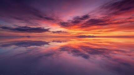 Fototapeta premium Serene Sunset Reflection in Salt Flat Landscape