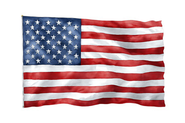 Obraz premium Watercolor American flag clipart, isolated on a transparent background in PNG format.