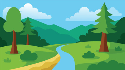 Fototapeta premium landscape with mountains and trees