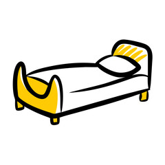 Single Bed – Hand Drawing Icon for Web and Graphic Design
