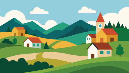 rural landscape with houses