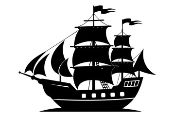 ship black and white silhouette