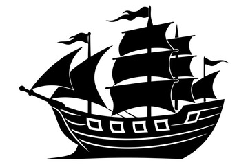 ship black and white silhouette