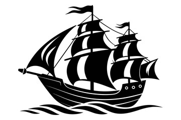 ship black and white silhouette