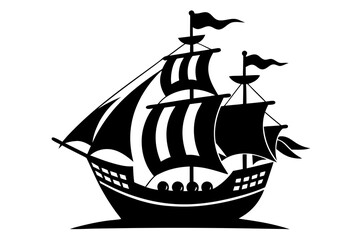 ship black and white silhouette