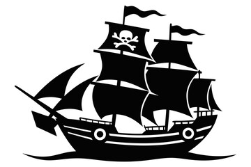 ship black and white silhouette