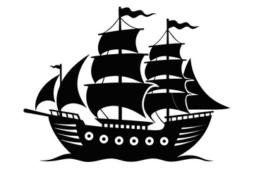 ship black and white silhouette