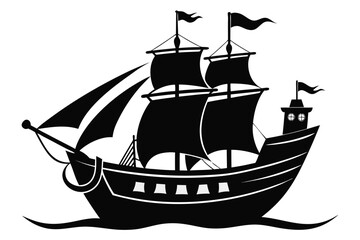 ship black and white silhouette