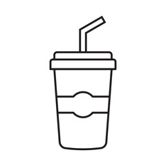 Minimalist line art of a cold drink cup with straw. Perfect for beverage icons, café menus, food delivery apps, or restaurant branding. Clean black outline style ideal for digital and print.