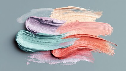 Colorful makeup swatches on a muted background