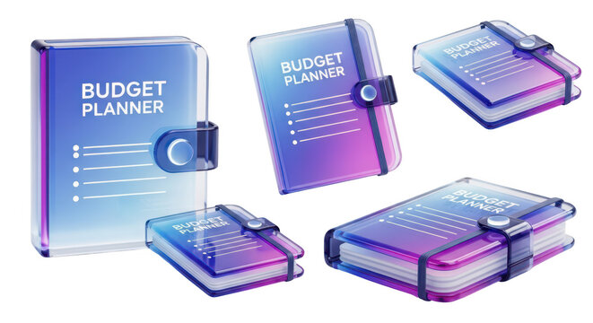 Budget planners in a studio setting with a soft gradient background likely for financial planning resources