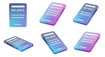 Rendered smartphone showing financial balance information various angles on a white background suggesting financial apps use