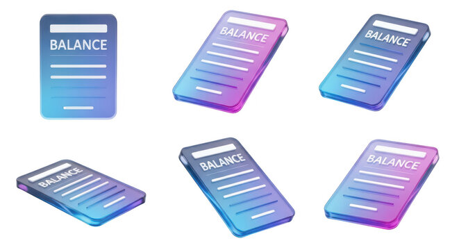 Rendered smartphone showing financial balance information various angles on a white background suggesting financial apps use