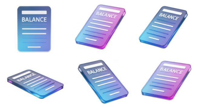 Rendered smartphone showing financial balance information various angles on a white background suggesting financial apps use - Powered by Adobe